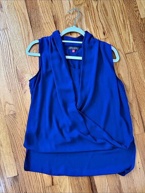 Vince Camuto Sleeveless Cowl Neck Blouse Blue